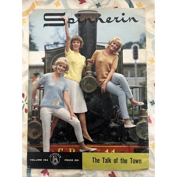 1962 Spinnerin Volume 164 Knit Magazine Purse Skirt Top Hat Carry-On 5+ Patterns - Picture 2 of 4